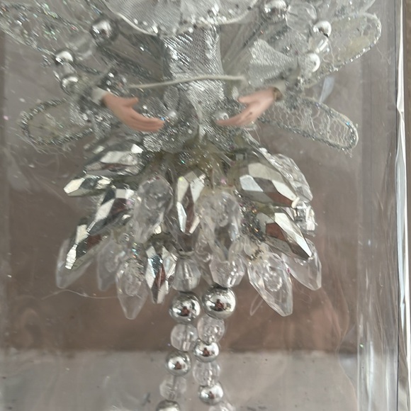 Fairy Pixie Doll Ornament Silver Beaded Glitter 7”NWT - Picture 4 of 7